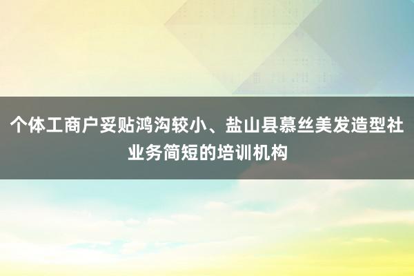 个体工商户妥贴鸿沟较小、盐山县慕丝美发造型社业务简短的培训机构